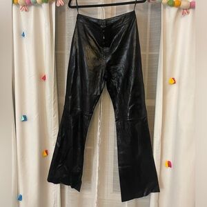 INC vintage real leather pants croc embossed black Y2K edgy grunge rock indie